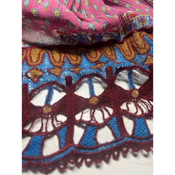 Sundance Silk Boho Embroidered Button Down Blouse Size PXS - Picture 4 of 7